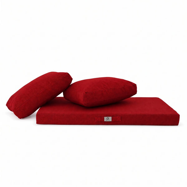 Gartenlounge-Kissen-Set 100x50 Bordeauxrot – 1 Sitz- und 2 Rückenkissen einzeln