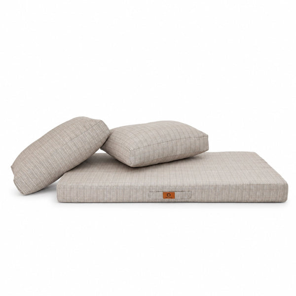 Tuinlounge kussenset 120x60 Zwart Gemêleerd Beige – 1 zitkussen en 2 rugkussens los