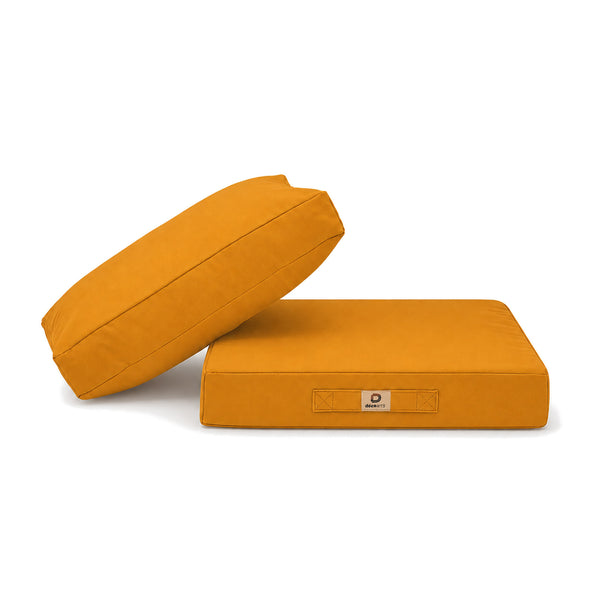 Ensemble Coussins Salon Jardin 60x70 Jaune - Déhoussable & Anti-UV (Assise + Dossier)