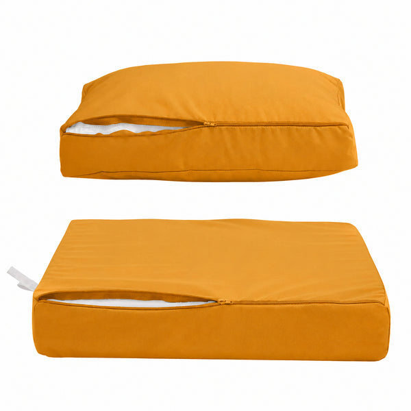 Ensemble Coussins Salon Jardin 60x70 Jaune - Déhoussable & Anti-UV (Assise + Dossier)