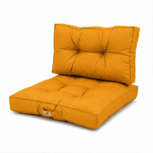 Gewatteerde kussenset 60x60 Geel - Dik 15cm & Zacht (Zitting + Rugleuning)