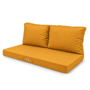 Ensemble Coussins Salon Jardin 100x50 Jaune - Déhoussable & Anti-UV (1 Assise + 2 Dossiers)