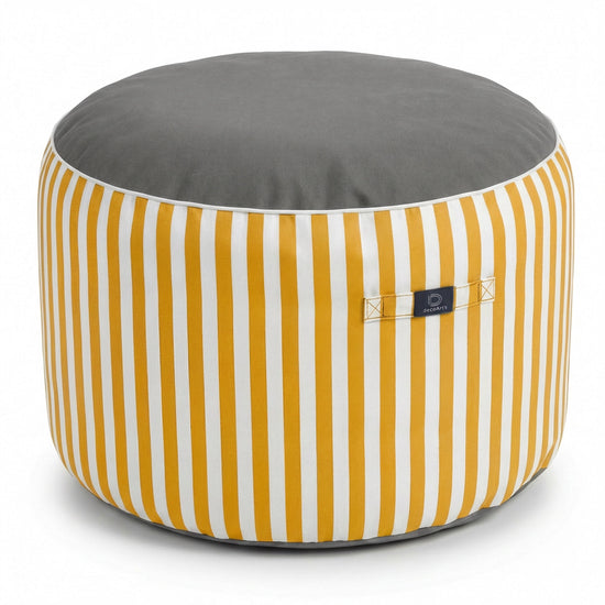 Round Striped Pouf Yellow - Premium 270g - Height 40cm Diameter 70cm
