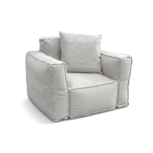 Modular Garden Armchair 90x75 Pebble Grey - Olefin Fabric & Inflatable Core (Pump Included)