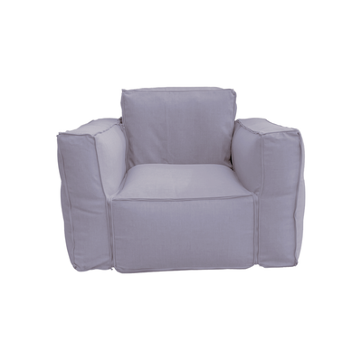 Coussin modulable pour fauteuil de jardin gris galet en tissu Olefin avec cœur gonflable et pompe incluse, pour espace extérieur.