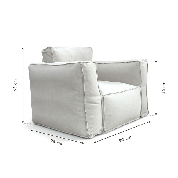 Poltrona Modular de Jardim 90x75 Cinzento Seixo – dimensões 90 x 75 x 65 cm, braços 55 cm