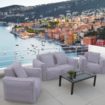 Coussin pour fauteuil de jardin modulable gris galet en tissu Olefin avec cœur gonflable et pompe incluse, adapté pour fauteuils et canapés.