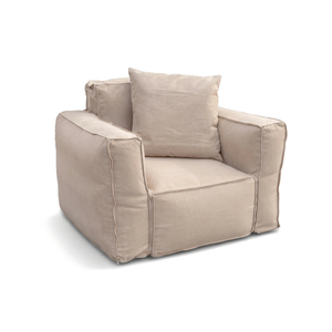 Fauteuil Modulable de Jardin 90x75 Beige - Tissu Olefin & Cœur Gonflable (Pompe Incluse)