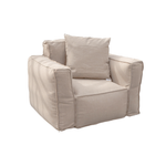 Coussin pour fauteuil de jardin modulable beige en tissu Olefin avec cœur gonflable et pompe, idéal pour fauteuils et canapés.