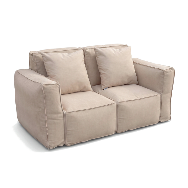 Deux Fauteuils Modulables Beige zippés en canapé 2 places