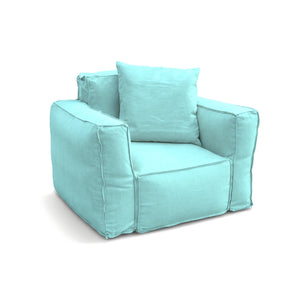 Modulaire tuinfauteuil 90x75 Caribisch Blauw - Olefin stof & Opblaasbare kern (Pomp inbegrepen)