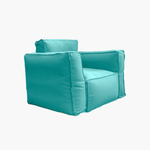 Coussin pour fauteuil modulable de jardin 90x75 cm en tissu Olefin bleu Caraïbes avec cœur gonflable et pompe incluse