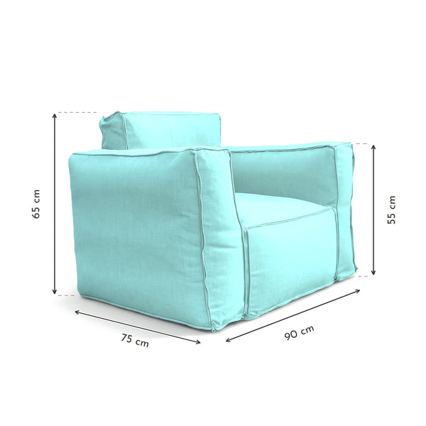 Modular Garden Armchair 90x75 Caribbean Blue – dimensions 90 x 75 x 65 cm, armrests 55 cm