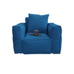 Coussin modulable pour fauteuil de jardin en tissu Olefin bleu pétrole avec cœur gonflable et pompe, pour fauteuils et canapés.