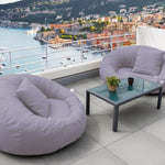 Pouf extérieur flottant pour piscine en tissu Olefin gris galet, dimensions 140x120 cm avec pompe incluse.