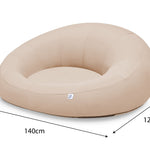 Pouf extérieur flottant en tissu Olefin beige pour piscine, dimensions 140x120 cm, pompe incluse, Deco-arts.fr