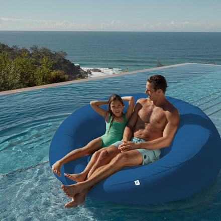 XXL-Schwimmsessel für den Pool 140x120 Petrolblau - Olefin-Stoff (Pumpe inklusive)