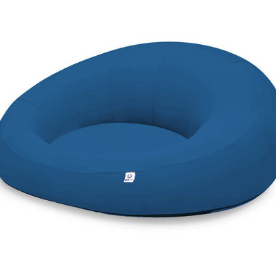 Pouf extérieur flottant pour piscine en tissu Olefin bleu pétrole, dimensions 140x120 cm, avec pompe incluse.