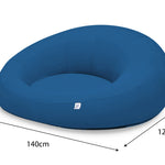 Fauteuil flottant piscine XXL en tissu Olefin bleu pétrole, pouf extérieur avec pompe, conçu pour détente en eau.