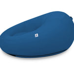 Pouf extérieur flottant pour piscine, XXL 140x120 cm en tissu Olefin bleu pétrole avec pompe intégrée.