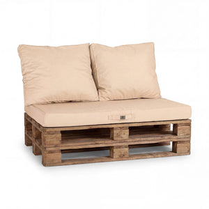 Palettenkissen-Set mit abnehmbarem Bezug 120x80 Beige Clair - Wasserdicht & Extérieur (1 Sitzfläche + 2 Rückenlehnen)