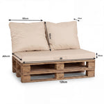 Palettenkissen-Set mit abnehmbarem Bezug 120x80 Beige Clair - Wasserdicht & Extérieur (1 Sitzfläche + 2 Rückenlehnen)
