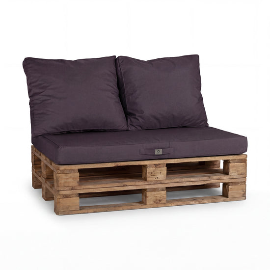 Palettenkissen-Set mit abnehmbarem Bezug 120x80 Carbongrau - Wasserdicht & Extérieur (1 Sitzfläche + 2 Rückenlehnen)