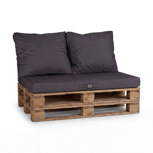 Kit Coussins Palette Déhoussable 120x80 Gris Carbone - Imperméable & Extérieur (1 Assise + 2 Dossiers)