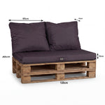 Palettenkissen-Set mit abnehmbarem Bezug 120x80 Carbongrau - Wasserdicht & Extérieur (1 Sitzfläche + 2 Rückenlehnen)