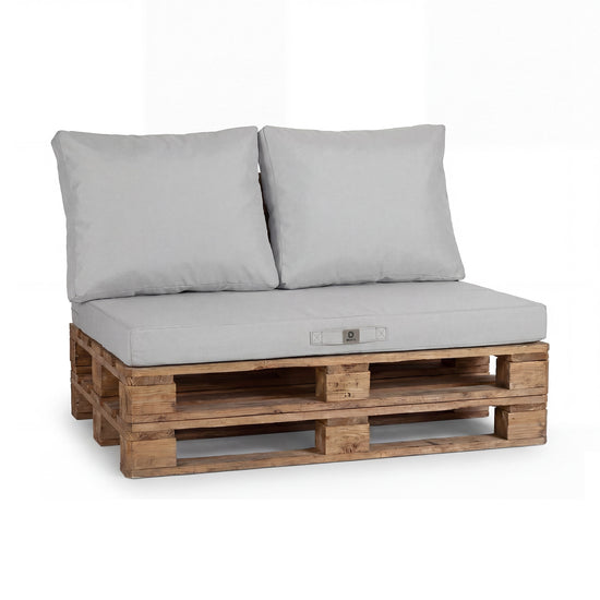 Palettenkissen-Set mit abnehmbarem Bezug 120x80 Kieselgrau - Wasserdicht & Extérieur (1 Sitzfläche + 2 Rückenlehnen)