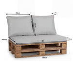 Kit Coussins Palette Déhoussable 120x80 Gris Galet - Imperméable & Extérieur (1 Assise + 2 Dossiers)