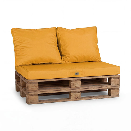 Palletkussenset met afneembare hoes 120x80 Geel, afneembare hoes
