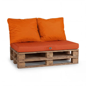 Palettenkissen-Set mit abnehmbarem Bezug 120x80 Orange - Wasserdicht & Extérieur (1 Sitzfläche + 2 Rückenlehnen)