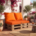Palettenkissen-Set mit abnehmbarem Bezug 120x80 Orange - Wasserdicht & Extérieur (1 Sitzfläche + 2 Rückenlehnen)