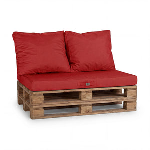 Palettenkissen-Set mit abnehmbarem Bezug 120x80 Chilirot - Wasserdicht & Extérieur (1 Sitzfläche + 2 Rückenlehnen)