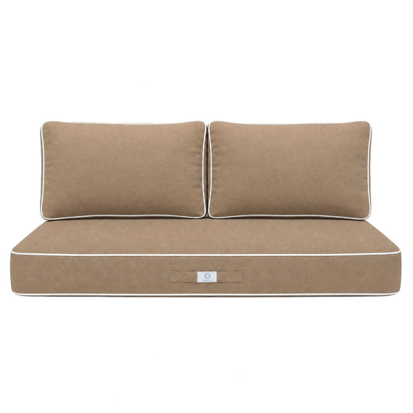 Premium Cushion Set 100x50 Mocha - 1 Seat + 2 Backrests (Thick 12cm & Passepoil)