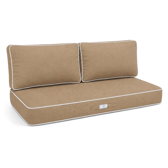 Premium Cushion Set 100x50 Mocha - 1 Seat + 2 Backrests (Thick 12cm & Passepoil)