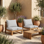 Ensemble Coussins Salon Jardin 50x50 Rayure Gris Clair - Premium 270g (Assise + Dossier)