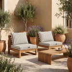 Conjunto de Almofadas para Sala de Jardim 50x50 Risca Bege - Premium 270g (Assento + Encosto)
