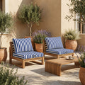 Conjunto de Almofadas para Sala de Jardim 50x50 Risca Azul Marinho - Premium 270g (Assento + Encosto)
