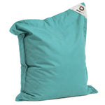 Finition et coutures pouf bleu caraïbes