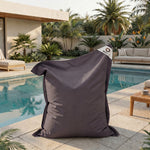 Finition et coutures pouf gris carbone