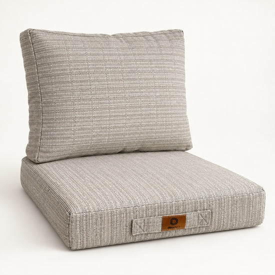 Gartenlounge-Kissen-Set 60x60 Schwarz Meliertes Beige - Sitzfläche + Rückenlehne (Premium 270g)