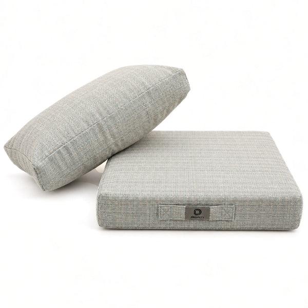 Tuinlounge kussenset 60x60 Beige Chiné Turquoise - Zitting + Rugleuning (Premium 270g)