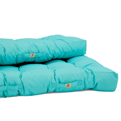 Coussins pour fauteuils et canapés Deco-arts.fr, ensemble Palette 120x80 cm bleu Caraïbes, imperméables et épais 15 cm