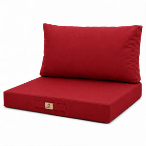 Ensemble Coussins Salon Jardin 60x70 Rouge - Déhoussable & Anti-UV (Assise + Dossier)