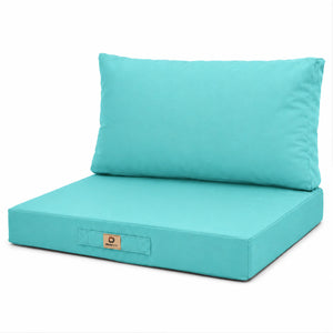 Ensemble Coussins Salon Jardin 60x70 Bleu Caraïbes - Déhoussable & Anti-UV (Assise + Dossier)