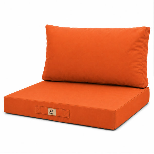 Ensemble Coussins Salon Jardin 60x70 Orange - Déhoussable & Anti-UV (Assise + Dossier)