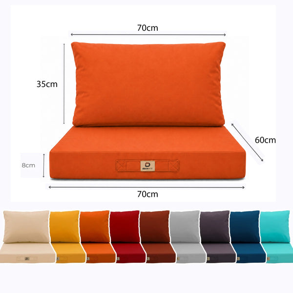 Ensemble Coussins Salon Jardin 60x70 Orange - Déhoussable & Anti-UV (Assise + Dossier)