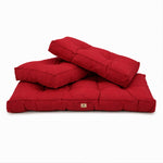 Gewatteerde bankkussenset 100x50 Rood - Dik 15cm (1 Zitting + 2 Rugleuningen)